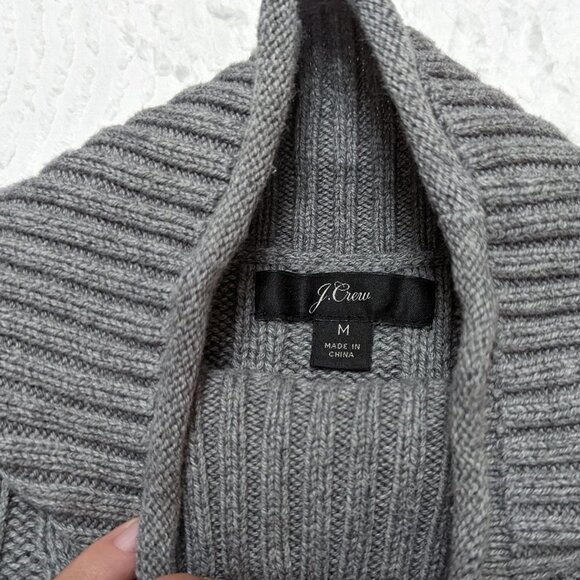 J. Crew Women's Turtleneck Cable-Knit Long Sleeve Sweater Medium Gray M1252 - Picture 3 of 4